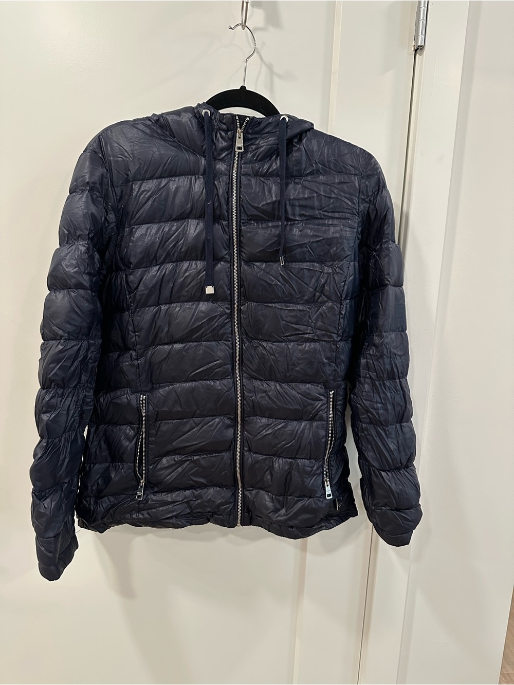 Andrew Marc Navy Packable Premium Down Puffer Jacket M